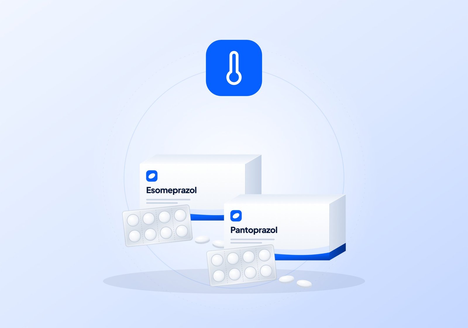 Illustration: Arzneimittelpackungen mit Pantoprazol und Esomeprazol